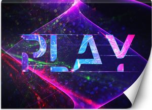 Vlies fototapete play lettering abstrakte Symbole für ein Gamer-Zimmer 400x280 cm Feeby Lila inkl. Kleber einfache Montage