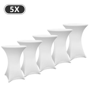 SWANEW 5x Stehtisch-Husse Stretch Elastique Weiß Premium Stretch-Husse für gängigen Bistrotische/Stehtische dehnbarer Tisch-Überzug Ø 60-65 cm