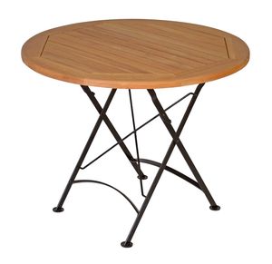 Premium Teak Tisch klappbar rund 100 cm als wetterfester Balkontisch rostfreier Gartentisch und hochwertiger Bistrotisch