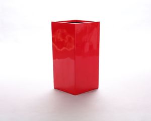 Pflanzkübel Fiberglas säule 38x38x80cm hochglanz rot