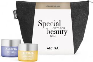 Alcina Geschenkset Vitaminpower Skin - Vitamin C Tagescreme 50ml + Retinol Nachtcreme 50ml + Tasche