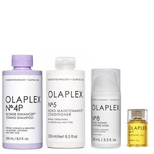 Olaplex Set - No.4P Blonde Enhancer Toning Shampoo 250ml + No.5 Bond Maintenance Conditioner 250ml + No.8 Bond Intense Moisture Mask 100ml + No.7 Bonding Oil 30ml