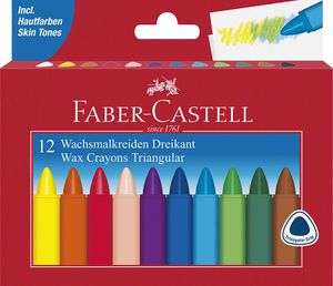 FABER-CASTELL Wachsmalstifte dreikant 12-er Kartonetui