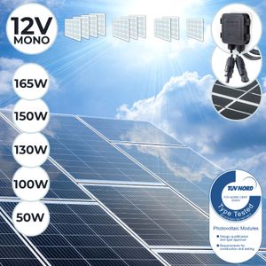 Solarpanel Monokristallin - 100 W, 18 V für 12 V Batterien, Photovoltaik, Ladekabel, Silizium - Solarzelle, Solaranlage für Wohnwagen, Camping, Balkon, Gartenhäuser, Solarmodul