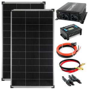 Solar Set 12V 2x140 Watt Solarpanel Kabel Wechselrichter 1000W Solaranlage 20A PV