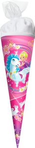 ROTH Geschenk-Schultüte klein Kuscheleinhorn 35 cm rund Tüllverschluss Zuckertüte Schulanfang