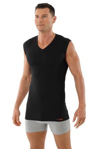 Herren Unterhemd Unterzieh-Shirt ohne Arm Schwarz