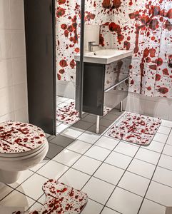 Blutiges Badezimmer Deko-Set 4-teilig für Halloween