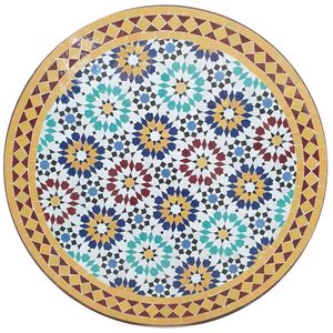 Casa Moro Mediterraner Gartentisch marokkanischer Mosaiktisch Ø 80cm Ankabut Gelb rund H 73cm Balkontisch Bistrotisch Beistelltisch MT2233