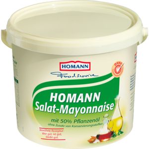 Homann Salat Mayonnaise mit 50 Prozent Pflanzenöl im Eimer 5000g