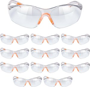Kurtzy 12-er Pack Schutzbrille Arbeitsschutzbrille - Arbeitsschutzbrille mit Gummieinsatz - Safety Glasses - Arbeitsbrille Labor - Schutzbrille