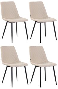 CLP 4er Set Esszimmerstühle mit Metallgestell, Farbe:creme