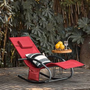 SoBuy OGS28-R Swingliege Gartenliege mit Tasche und Kopfkissen Schaukelliege Sonnenliege Liegestuhl für Gärten, Höfe, Strände, Balkone Rot