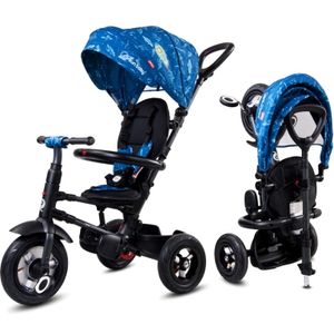 Zusammenklappbares Dreirad für Babys ab 12 Monaten mit Gummirädern blau