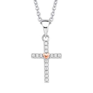 s.Oliver 2018528 Mädchen Collier Herz Kreuz Bicolor Rose Weiß 40 cm s.Oliver 2018528 Mädchen Collier Herz Kreuz Bicolor Rose Weiß 40 cm
