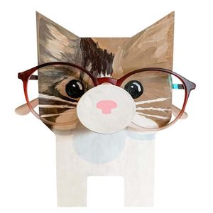 (Cat) Cute Creative Animal Glasses Holder, 1 kus dřevěného rámu na brýle ve tvaru zvířete pro domácnost, kancelář, dekorace na stůl