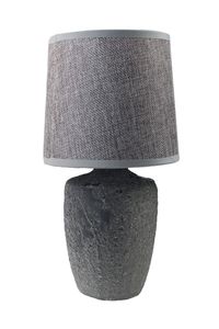 Tischlampe aus Keramik Beton-Optik Grau kleine Nachttischlampe Beistelllampe 15x30 cm