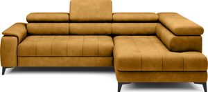 DomoHome Rohová rozkladacia pohovka voľne stojaca s funkciou spania a nastaviteľnými opierkami hlavy, lehátko, pravá strana, 278 × 197 × 76/98 cm, plocha na spanie: 88 × 200 cm, látkový poťah v zlatej farbe