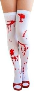 Oblique Unique y Strumpfhose halterlos Overknee Strümpfe - weiss blutverschmiert