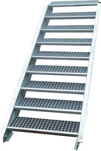 Stahltreppe verzinkt 9 Stufen Geschosshöhe 135-180cm / Stufenmaße 80 cm x 24 cm