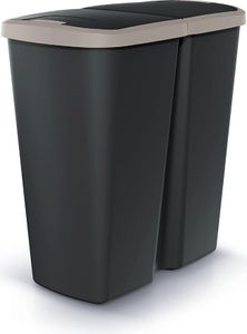 Odpadkový kôš COMPACTO DUA čierna/svetlohnedá 50 l