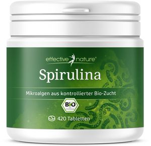 Spirulina Bio Presslinge - 420 Tabletten - Reines Bio Spirulina (Arthrospira platensis) - Vegan