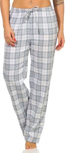 Dame Flanell Schlafanzug Hose kariert aus Baumwolle - ideal zum relaxen - 202 222 15 602 ; Karo blau , 40