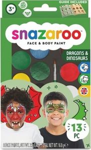 SNAZAROO Sada 8 barev na obličej a tělo s šablonami Draci a dinosauři