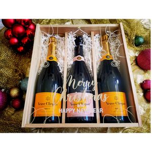 Champagne gift box Veuve Clicquot /2 Brut Blanc - 1 brut Rosé / « Pine tree »