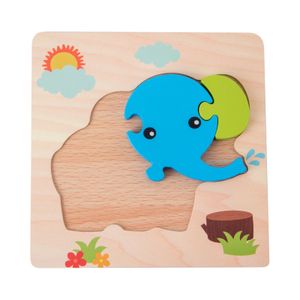 Holz Puzzles Cartoon Tier/Fahrzeug Puzzles Spielzeug für Vorschul Kinder Früh Lernen Farbe Elefant
