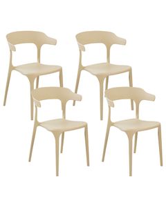 BELIANI Esszimmerstuhl 4er Set Sandbeige Kunststoff Stapelbar Skandi Modern für Innen- und Außenbereich Garten Terrasse Balkon Wohnzimmer Esszimmer