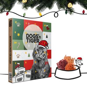 Dogs´n Tiger, Tiger - Adventskalender 2024, Weihnachtsgeschenk, Katzen Snacks, Gefriergetrocknete Snacks, Enten, Huhn & Lachs, Weihnachtskalender