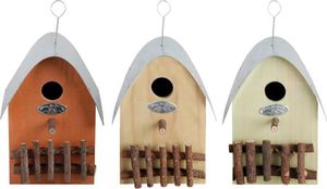 3 Stück Esschert Design Nistkasten, Vogelhaus "Haus", sortiert, ca. 15 cm x 22 cm x 20 cm