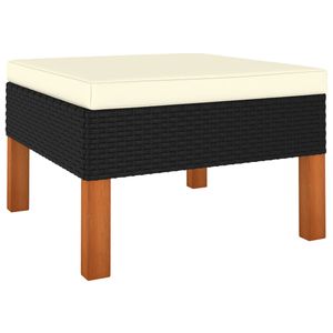 CLORIS - Möbel Fußbank Poly Rattan und Eukalyptus Massivholz - Beständig & Modernes Design,60 x 60 x 32 cm1parcel