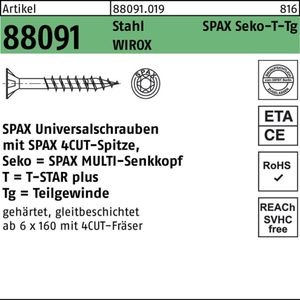 SPAX Universalschraube - Senkkopf - T-STAR plus - TG - verz - 4,0x80 - 200 Stk