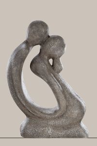 Gilde Francis Paar "Der Kuss" kniend (BxHxT) 30 x 42 x 14 cm grau, in Natursteinoptik