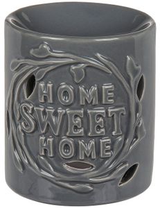 Aromalampe Duftlampe Duftöllampe Raumduft Duftstövchen Keramik »Home Sweet Home« Grau