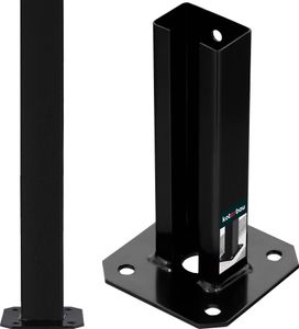 KOTARBAU® Pfostenträger 60x40 mm Dübelplatte mit Zaunfuß verzinkt & pulverbeschichtet Aufschraubhülse Pfostenschuh Pfostenträger Doppelstabmattenzaun