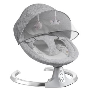 Babywippe mit Vibration, Babyschaukelstuhl mit 5 Schwingungsamplituden, Babywiege mit Musik durch Bluetoothfunktion, grau