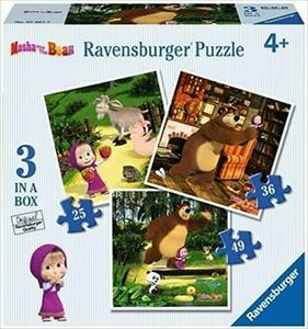 Puzzle Ravensburger - Mascha und der Bär, 25/36/49 Teile