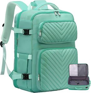 Delgeo Dámsky cestovný batoh, príručná batožina, rozšíriteľný príležitostný štýlový batoh, vhodný pre 17,3-palcový notebook, príležitostný batoh na víkend vonku, zelený