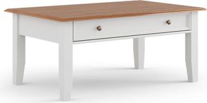 Belluno Elegante Massivholz Couchtisch 122x71 cm Weiß / Eiche