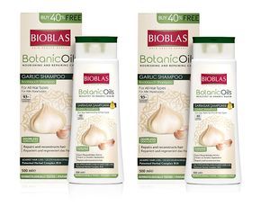 2x Knoblauch Shampoo 500 ml Bioblas, Geruchlos, Anti Haarausfall Frauen und Männer Sparpack