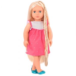 Our Generation - Haarstyling Puppe Hayley blonde Haare mit pinkem Kleid