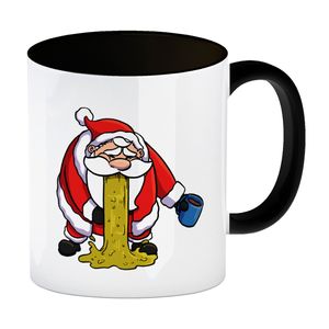 Kotzender Weihnachtsmann mit Glühweintasse Weihnachten Kaffeebecher Schwarz