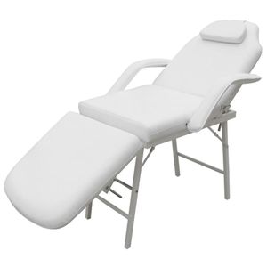vidaXL Kozmetická stolička Prenosná umelá koža 185 × 78 × 76 cm biela