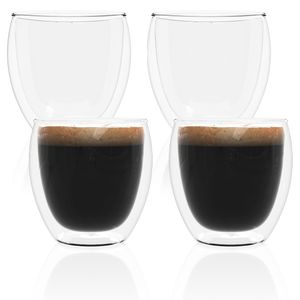 Intirilife 4x doppelwandiges transparentes Espressoglas - Kaffeeglas Teeglas Thermoglas Dekoglas