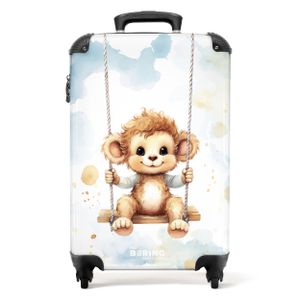 NoBoringSuitcases.com Handgepäck Koffer 55x40x20 cm, Kinderkoffer Tiere: Affenbaby auf Schaukel, 36L