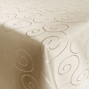 Hochwertige Stofftischdecke Ornamente Tischdecke Tafeldecke Tischtuch Bügelarm schnelltrocknend Creme Oval 130x260cm