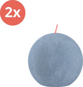 Bolsius - Rustikale Kugelkerze - Ø76mm - Himmelblau - Vorteilspack - 2 Stücke